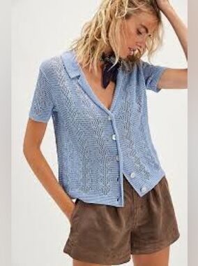 NWT Free People Diamond Polo top shirt